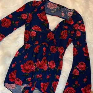Navy blue and rose romper
